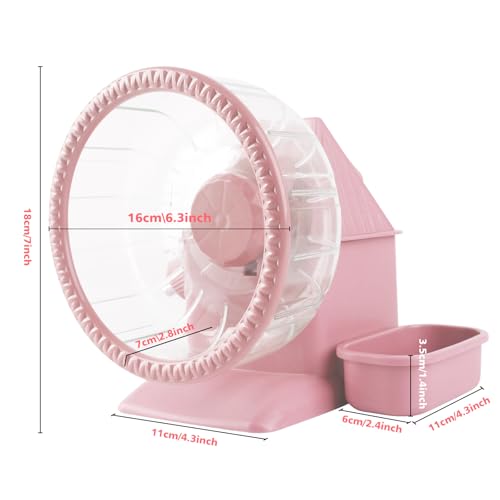 Silent Hamster Wheel Multifunctional Hamster Wheel Quite Running Spinner Wheel Accessories with Food Bowl Water Bottle for Hamsters Dwarf Gerbil (Pink) - color: Pink