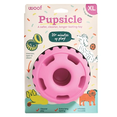 WOOF Pupsicle Interactive Dog Ball Toy for Dogs XL 75 lbs & Up - Pink - color: Pink, size: X-Large