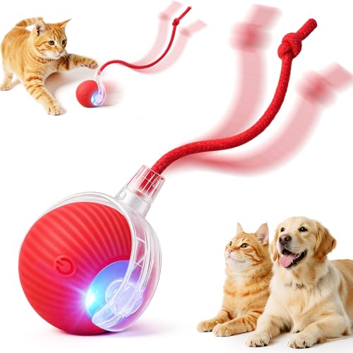 Interactive Automatic Rolling Electronic Stimulation Chase Ball Cat Dog Toy - color: Red