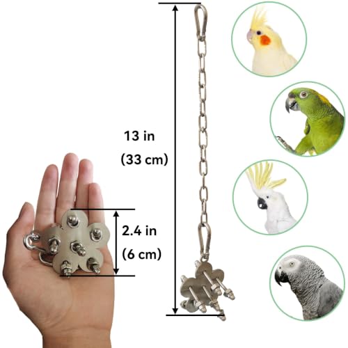 JSLZF Stainless Steel Parrot Toy, Hanging African Grey Chew Toy for Bird