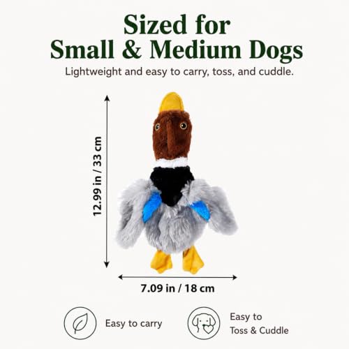 Extra-Plush Stuffing-Free Duck Dog Toy, Soft Plush Squeaky Toy with 2 Squeakers and Crinkle Wings for Small Medium Dogs, Long Pile Toy for Gentle Chewers - color: Brown