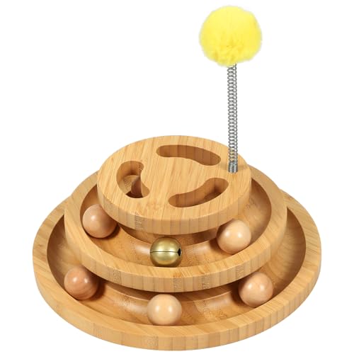 DoogCat Cat Ball Track with Puzzle Top, 3-Level Cat Ball Tower - size: Large - Plus