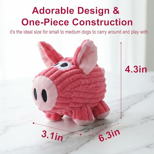 Squeaky Plush Pig Toy for Small/Medium Dogs, Chew & Boredom Relief - color: Pink Pig