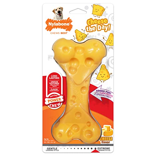 Nylabone Power Chew Cheese Bone Dog Chew Toy, Cheese Flavor, X-Large - color: Cheese, size: X-Large