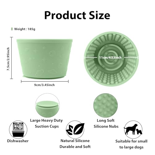 Dog Slow Feeder Lick Bowl - Non-Slip Licking Treat Dispenser for Small Medium Large Dogs, Promotes Anxiety Relief & Prevents Choking, Easy to Clean Feeding Bowl (Green, S) - color: Green, size: S
