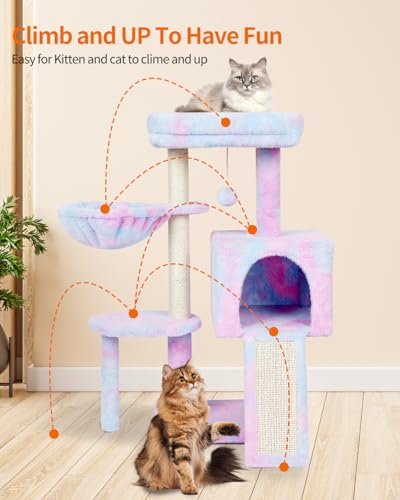 Cute Cat Tree Kitten Cat Tower Condo Furniture Scratching Posts Hammock - color: Rainbow