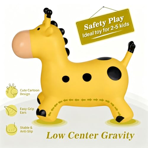 INPANY Bouncy Giraffe Hopper, Gifts Toy for Kid, Pump Included(Yellow) - color: Giraffe