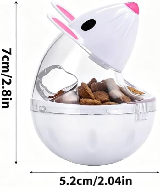 White Interactive Toys for Cats, Cat Food Balls Slow Feeder Mice Shaped Tumbler, Pet Kitten Mouse Shape, Food Storage Dispenser, Feeder, for Indoor and Kitten Exercise