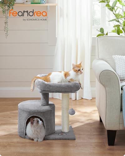 Feandrea Cat Tree, 18.5-in Small Cat Tower, Cute Kittens Condo, Light Gray - color: Light Gray