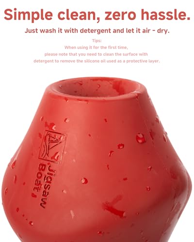 Stuffable Enrichment Dog Toy – Durable Natural Rubber Treat Dispenser for Large Dogs, Irregular Shape, Red, Bully Stick Compatible - color: Red-Classic, size: Large