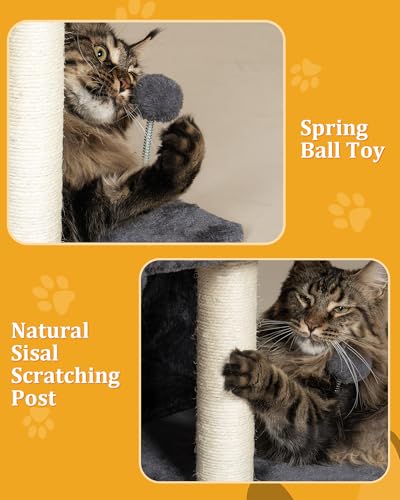 Aechonow XL Cat Tree Tower for Large Adult Cats 20 lbs+, 23x15.7 Perch Bed - color: XL—14''Dark Grey