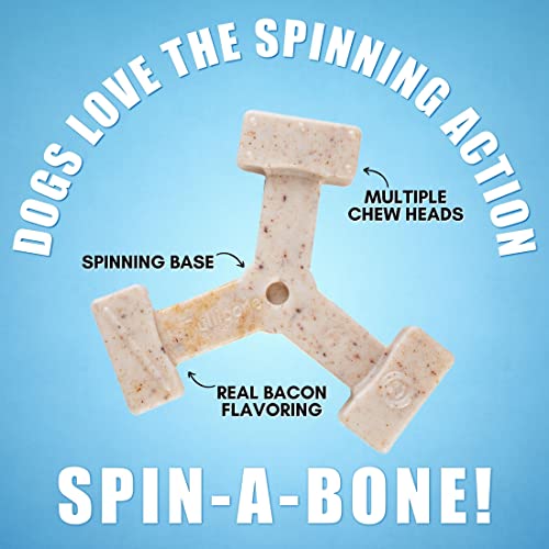 Bullibone Nylon Dog Chew Toy Spin-a-Bone - Interactive Dog Toy, Triggers Natural Instincts, and Improves Oral Health - size: Large Dog Single
