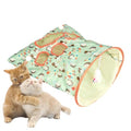 SYCOOVEN Cat Tunnel Bag for Indoor Cats, Pet Collapsible Tunnel Crinkle Sack Bag with 1 Little Mouse & Toy Ball, Crinkle Paper Interactive Cat Toys Hide and Seek(Green Pattern) - color: green pattern