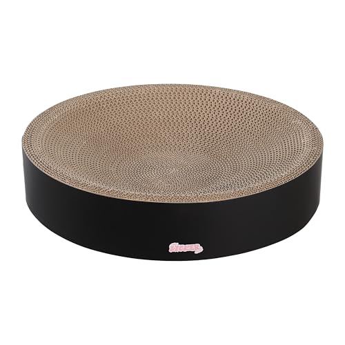 CSR1010H Nelson 20.13" Modern Cardboard Round Bowl Cat Scratcher with Catnip, Ink - color: Black