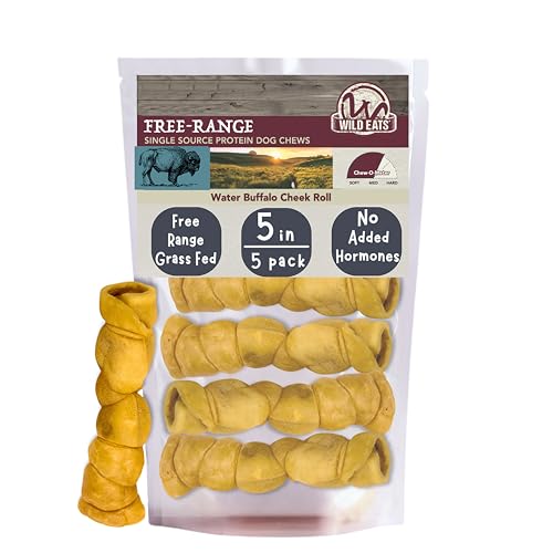 Wild Eats Water Buffalo Retriever Style Cheek Rolls Dog Chews, Pack of 5, 1.05lbs, for All Dog Breeds