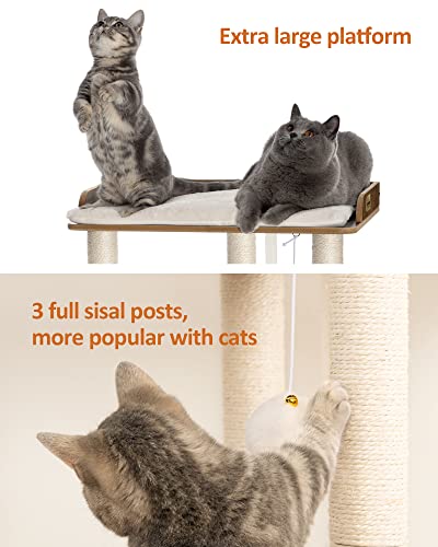 FourFurPets Modern Cat Tree for Large Cats, Full Sisal Cat Scratching Post - color: Rustic Brown, size: 22"L x 15.7"W x 26.7"H