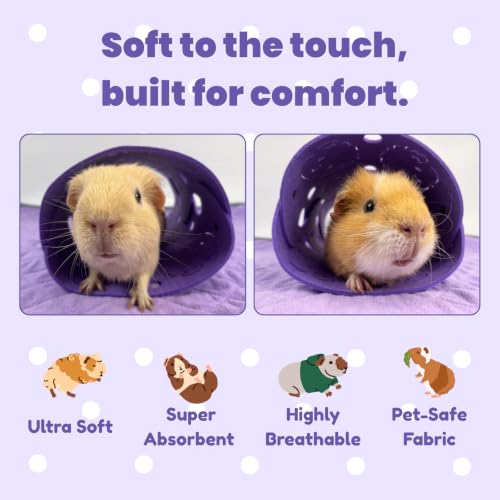 Guinea Pig Tunnel, Washable Felt Hideout, Cavyhead Design，Purple - color: Purple