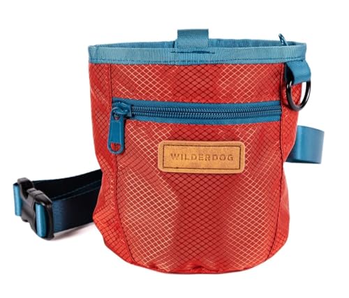 Wilderdog Dog Training Treat Pouch with Magnetic and Zipper Closure, Carabiner Attached, Adjustable Waist Strap - Cinnabar - color: Cinnabar