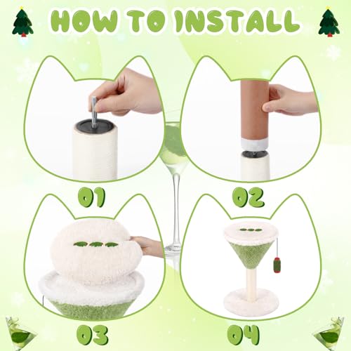Sosation Green Martini Cat Scratching Post 19.7" H with Dangling Ball - color: Green