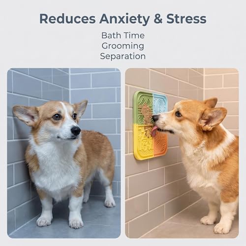 Dog Lick Mat with Suction Cups, Silicone Slow Feeder Mat for Anxiety Relief, Multicolor - color: Multicolor