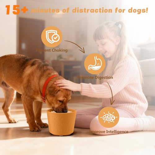 Dog Slow Feeder Lick Bowl, Silicone Dog Bowl with Strong Suction, Orange - color: Orange