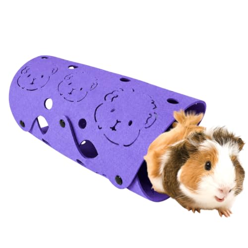 Guinea Pig Tunnel, Washable Felt Hideout, Cavyhead Design，Purple - color: Purple