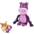 Plush Hippo Dog Toy with Squeaker and Crinkle Paper for Puppies - color: Purple