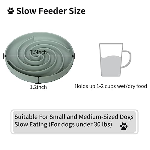 Bifeaw Slow Feeder Dog Bowls, Dishwasher Microwave Safe Silicone Puppy Puzzle Bowl with Non-Slip Design for Eating (Grey Green) - color: Grey-green