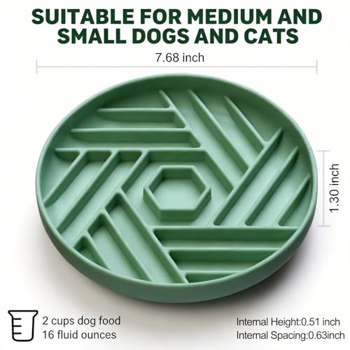 Silicone Slow Feeder Dog Bowl with Suction Base, Anti Choking Pet Bowl - color: Single silicone Green