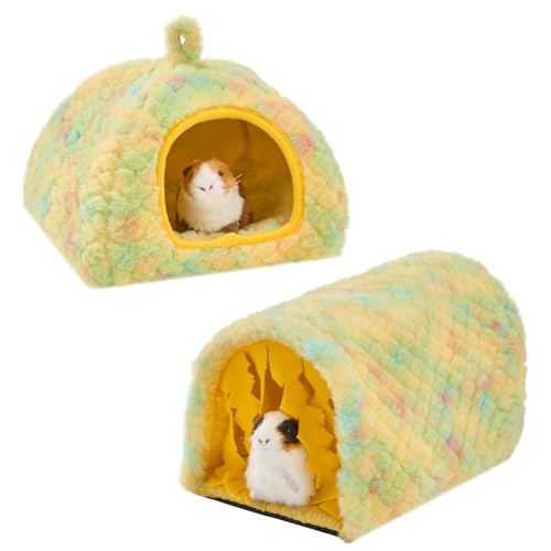 Avont 2-Pack Guinea Pig Tunnel & Hideout Bed Set - color: Yellow