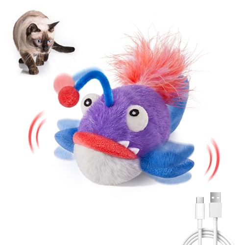 Potaroma Cat Toys Flapping Fish, Interactive Anglerfish with Catnip