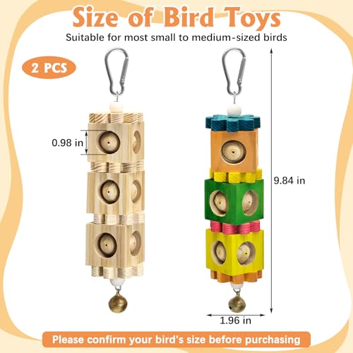 2PCS Bird Chew Toys, Wooden Block Parrot Toy - color: Multicolor