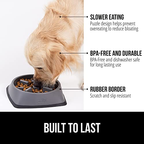 GORILLA GRIP® Patented Slow Feeder Dog and Cat Bowl, BPA Free, 4 Cup Gray - color: Gray, size: 4 Cup