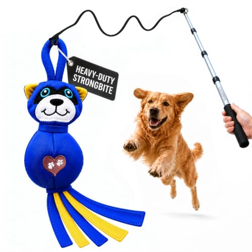 Flirt Pole for Dog Heavy Duty 35 Inch Teaser Wand with Raccoon Toy - color: Raccoon