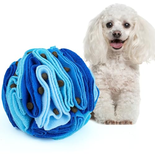 Pet Snuffle Ball for Small Dogs, Washable Reusable Dogs Training Stress Relief Dog Enrichment Toys Treat Tools (Blue) - color: Blue