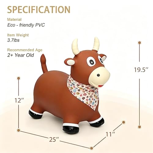 INPANY Bouncy Bull, Cow Hopper for Cowboys, Kid Gifts Toy, Pump Included - color: Bull