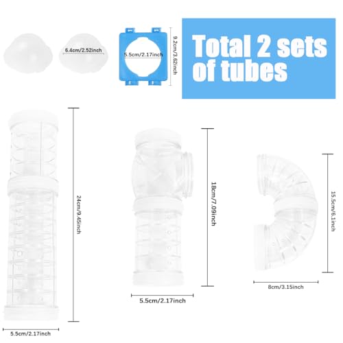2 Hamster Tubes Kits, DIY Hamster Tunnel Adventure External Pipe - color: White