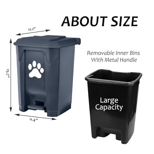 Outdoor Trash Can Dog Poop Bin Dog Waste Trash Can Pet Outside Garbage Can - color: Grey with 5rolls Bags
