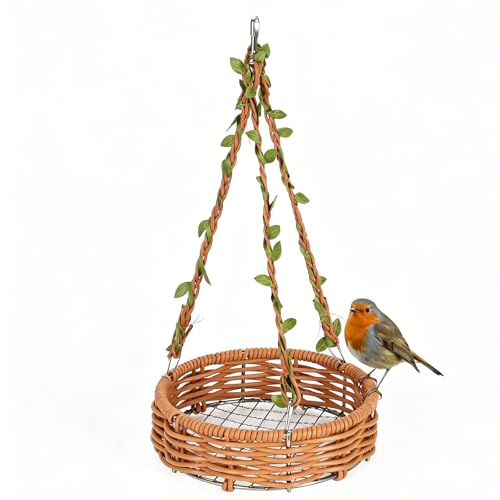 Bird Nest Hammock,Handwoven Rattan Bird Swing with Breathable Mesh Base,Hanging Bird Bed Cage Accessories for Parakeet,Cockatiel,Lovebird,Finch,1 Pack