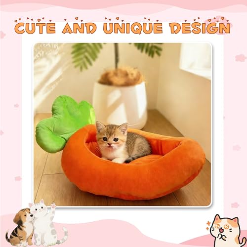 Rabbit Bed Warm Small Dog Cat Sleeping Carrot Banana Beds Bunny Bed Guinea Pig Hideout Bed Thick Soft with Removable Mat,Machine Washable Guinea Pig Cushion (Carrot（18.5 * 11.02 * 3.94）) - color: Carrot（18.5*11.02*3.94）