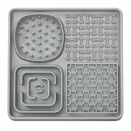 Hearth & Paw Silicone Lick Mat for Dogs Slow Feeder & Enrichment Mat, Food-Grade 100% BPA-Free Silicone, Mental Stimulation, Better Digestion, Anxiety Relief, Multiple Colors Available (Gray) - color: Gray