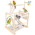 Bird Playground, 3 Tier Bird Perch Stand Parrot Playground Bird Tree with Parakeet Toys, Bird Ladder & Swing, Feeder Cups, Parakeet Mirror, and Removable Tray for Small to Medium Birds - size: 3 Tier