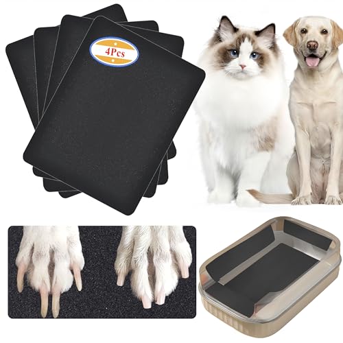 Cat Nail File Scratcher - 4 Pack Replaceable Nail Fil for Cat Litter Box, Self-Adhesive Sand Paper Scratcher Trim for Cat & Dog Scratching Board. - size: 4 Pack