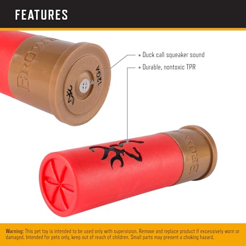 Browning Shot Shell Chew Toy Red - color: Shot Shell Red Squeaker Toy