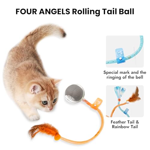 2025 New Generation Interactive Cat Ball Toy with Elastic Mesh Tail - Automatic Motion-Activated Chirping Kitten Toy for Indoor Cats, Relieves Boredom & Encourages Play - color: Grey