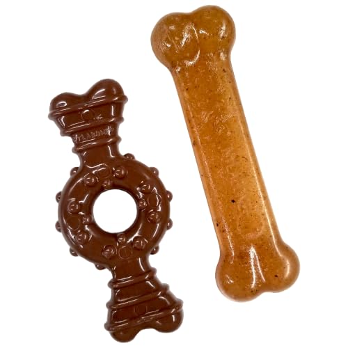 Nylabone Puppy Chew Teething Bone and Ring Bone Dog Chew Toys, 2 Count - color: Ring Bone & Teething Bone, size: X-Small