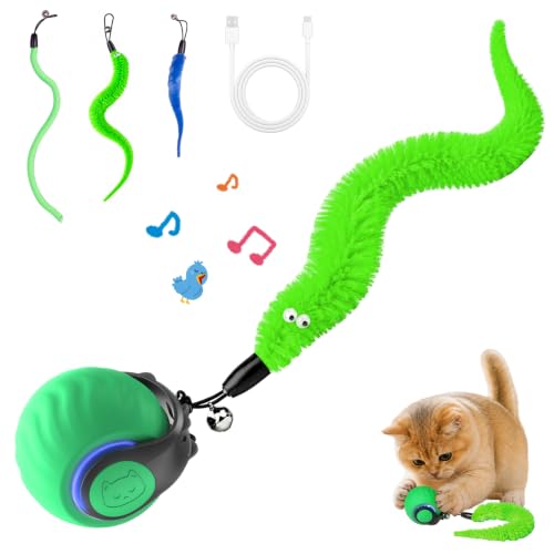 Interactive Cat Toys with Bird Sounds & 6 Speed Modes for Indoor Cats Play - color: A2 Green