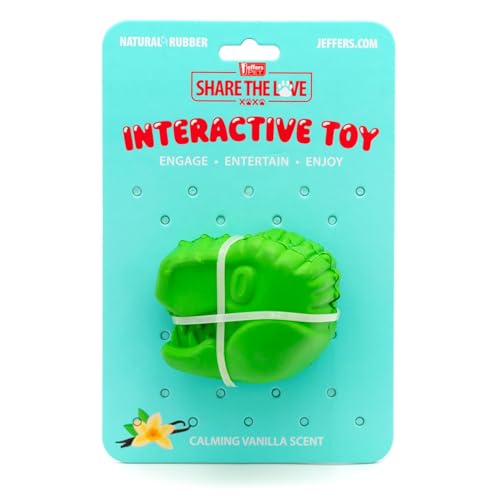 Jeffers Pet Natural Rubber Dog Chew Toy – T-rex Shape, Medium - Treat Dispensing, Vanilla Scent, Durable, Non-Toxic, Dishwasher Safe, Interactive Fetch & Tug Toy, Dental Play - Perfect for Training - color: Green, size: Medium
