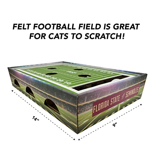 Pets First NCAA Florida State Seminoles Cat Scratcher Box, Game Day Cat Toy, NCAA Football Field Designed Cat Scratcher and Lounge, Stimulating Cat Game - color: Florida State Seminoles