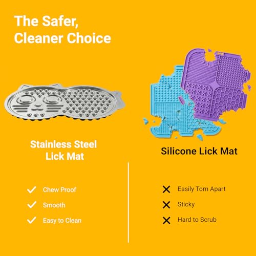 Stainless Steel Lick Mat for Dogs & Cats, XL Suction Licking Mat